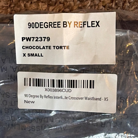 90 Degree by Reflex Crossover Waist Leggings | FAUX Leather - Chocolate Torte XS - Picture 3 of 3